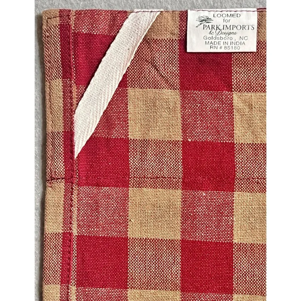 Park Imports & Designs Red Tan Apple and Checked Kitchen Tea Towel 30